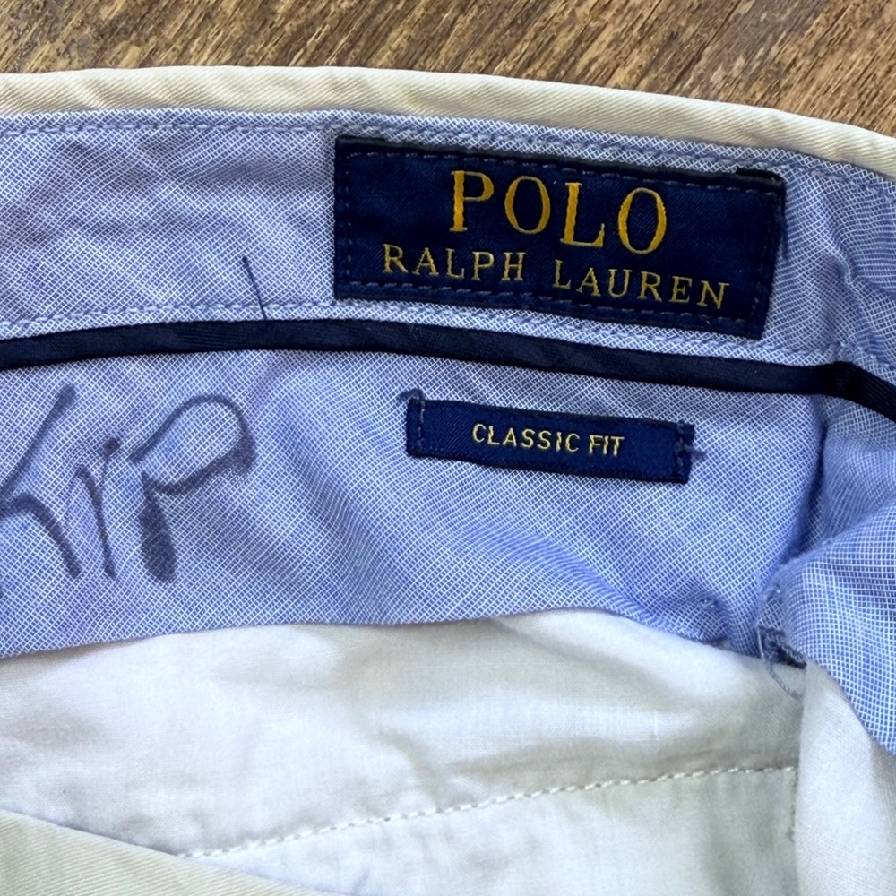 Polo Ralph Lauren Chino Shorts Men 36 Beige Classic Fit Pima Cotton Blend Preppy - Picture 9 of 12